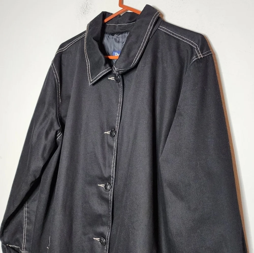 Denim&Co Black Denim Longline Button Jacket Women's Size 1X - Picture 14 of 16
